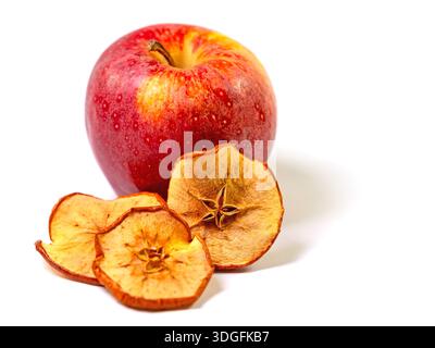 Dried apple rings against a white background Stock Photo