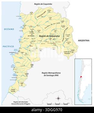 Map of the Chilean region of Valparaiso Stock Photo