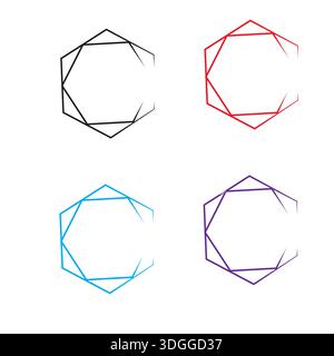 four colur Chinese Octagonal Window Frame Stock Vector