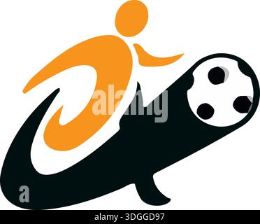 human cick for football short logo design Stock Vector