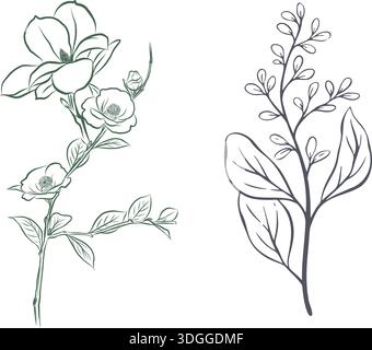 Kawaii coloring page and anime coloring pages rose and sunflower and tulips logo design Stock Vector