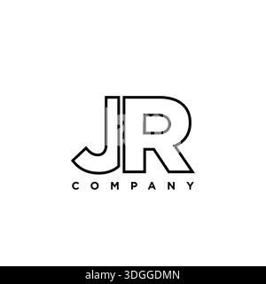 Trendy letter J and R, JR logo design template. Minimal monogram initial based logotype for company identity. Stock Vector