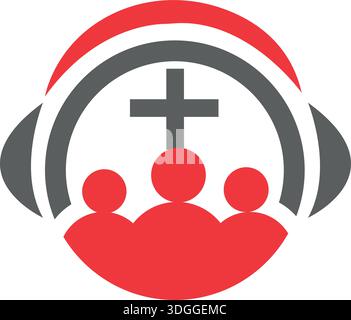 Christian family. Worship God. Religious rites. Church logo design Stock Vector
