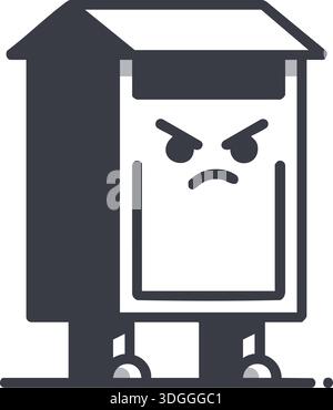 Cartoon style mailbox with an angry expression and bold black outlines. Stock Vector