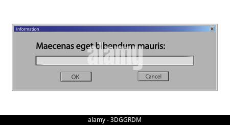 Classic input window. Retro software form. Text entry interface. Old computer screen. Stock Vector