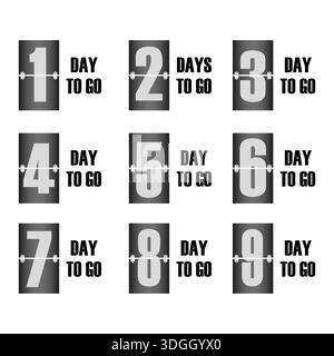 Numeric timer grid. Countdown calendar Vector. Time management symbols. Promotional event labels. Graphic display collection. Stock Vector