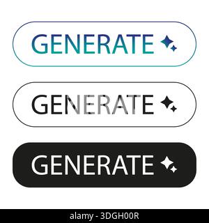 Professional generate buttons Vector. Sparkling action interface. Magic creation symbol. Creative software process button. Stock Vector