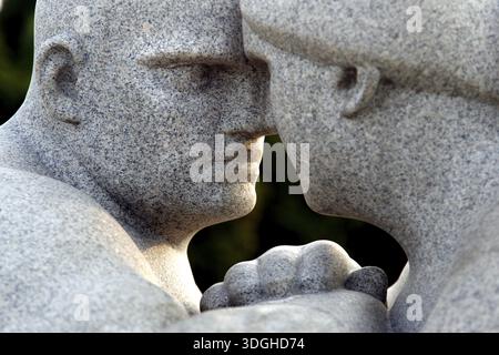 Group of granite figures showing two people facing each other in intensive proximity, Oslo, Norway Stock Photo