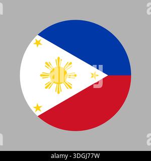 Philippines Flag circle icon. Flag of Philippines round badge standard colors. National Philippine flag circular symbol, button. Stock Vector