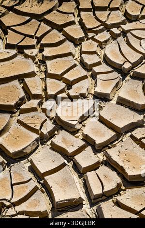 The textures of dried mud near the Trona Pinnacles in the desert of Southern California Stock Photo