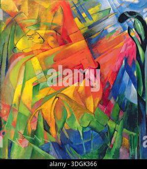 Animals in a Landscape, 1914 painting by Franz Marc Stock Vector