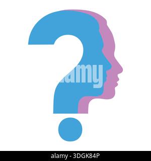 illustration of a man and a woman in the shape of a question mark Stock Vector