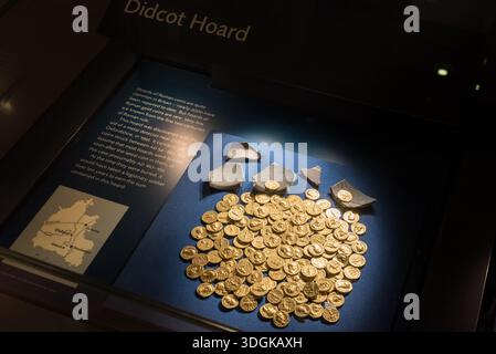 The Didcot Hoard coins on display in the Ashmolean Museum, Oxford, UK Stock Photo