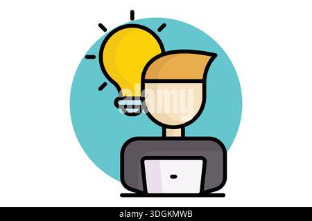 Work icon. colored outline icon style. icon related to creative process. creativity elements vector illustration Stock Vector