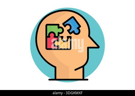 Problem solving icon. colored outline icon style. icon related to combining unique ideas. creativity elements vector illustration Stock Vector