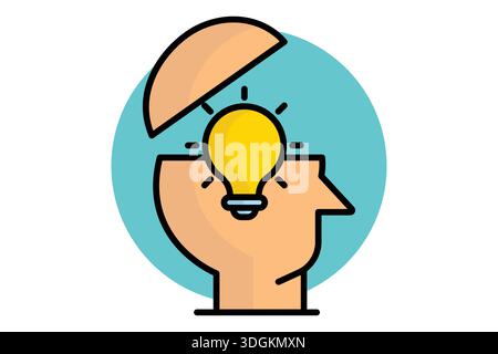 Mind icon. colored outline icon style. icon related to creative idea. creativity elements vector illustration Stock Vector