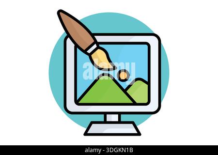 Digital art icon. colored outline icon style. icon related to digital creative. creativity elements vector illustration Stock Vector