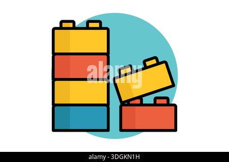 Building block icon. colored outline icon style. icon related to constructive creativity. creativity elements vector illustration Stock Vector