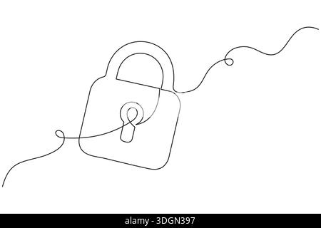 Shield and key security concept continuous one line drawing minimalist style Stock Vector