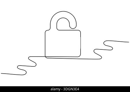 Shield and key security concept continuous one line drawing minimalist style Stock Vector