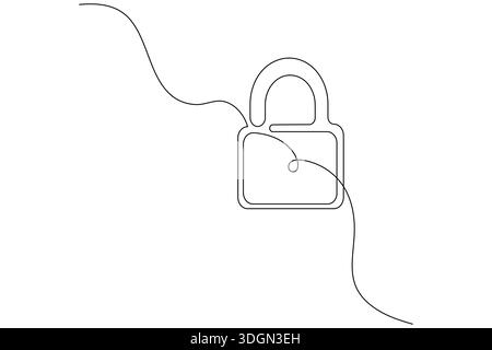 Shield and key security concept continuous one line drawing minimalist style Stock Vector