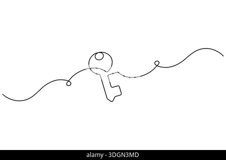 Shield and key security concept continuous one line drawing minimalist style Stock Vector