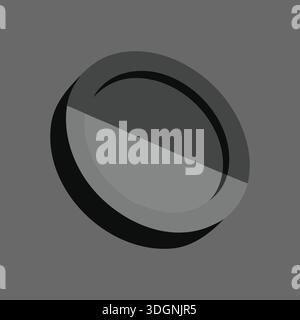 Simple abstract illustration of a dark circular disc with a glossy highlight and soft shadow Stock Vector