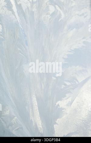 Winter ice frost, frozen window glass texture. Stock Photo