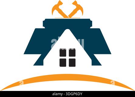 Vector home repair, crafty, carpertry roofing, remodeling, handyman, home renovation, decor logo Stock Vector