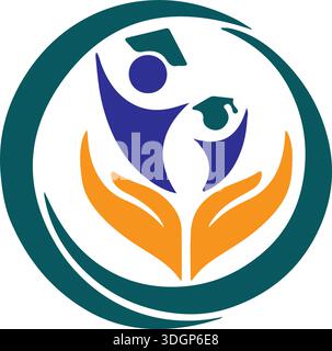 learning logo design hand eduction logo round logo circle design Stock Vector