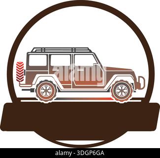 Minimal and abstract logo of jeep icon off road vector car silhouette isolated design old car Pro Vector Stock Vector