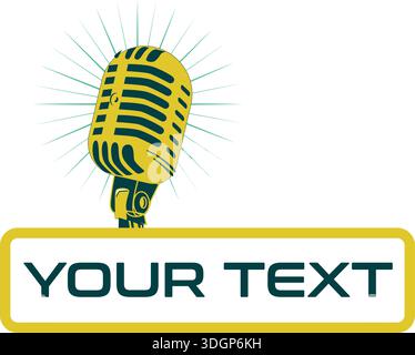 new microphone logo design business studio song logo singer logo design Stock Vector