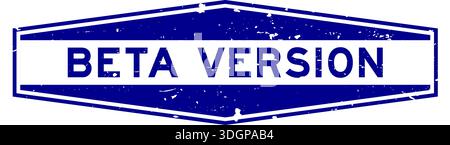 Grunge blue beta version word hexagon rubber seal stamp on white background Stock Vector