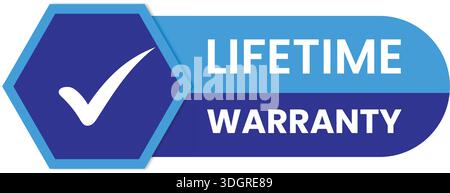 Lifetime Warranty Black Badge – Premium Quality Guarantee Seal with Shield and Checkmark Icon Stock Vector
