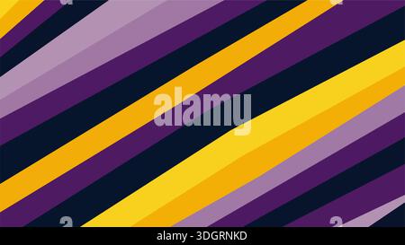 Abstract diagonal bands in purple yellow and navy vector. Modern geometric background with vibrant stripes and high contrast dynamic style. Stock Vector