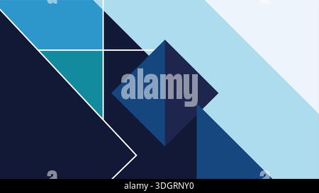 Cold-wave geometry in navy ice blue and teal vector. Abstract winter background with sharp crystalline shapes and modern frozen aesthetic. Stock Vector