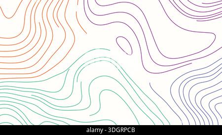 Minimal pastel contour lines with gentle color vector. Abstract topographic background with soft organic waves and elegant flowing curves. Stock Vector