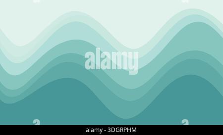Minimal gradient waves in pastel teal and mint vector. Abstract flowing liquid background with soft elegant curves and fresh modern aesthetic. Stock Vector
