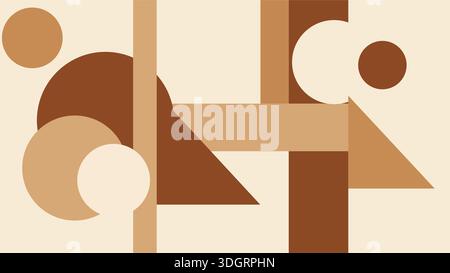 Tan brown and cream flat shapes layered vector. Abstract earthy background with minimalist organic cutouts and warm neutral color palette. Stock Vector