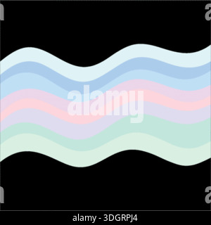 Soft pastel ripple layers arranged in minimal vector design. Abstract flowing waves background with elegant papercut curves and calm aesthetic Stock Vector
