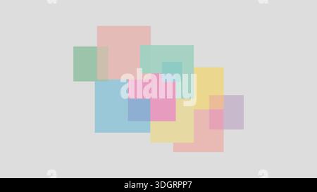 Pastel squares and rectangles arranged in minimal geometric balance vector. Abstract grid background with soft color blocks and modern layout. Stock Vector