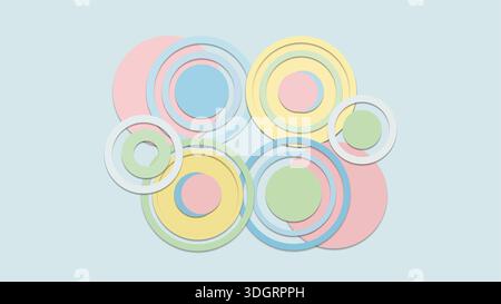 Pastel cutout circles layered in balanced minimal layout vector. Abstract geometric papercut background with soft round shapes and modern art Stock Vector