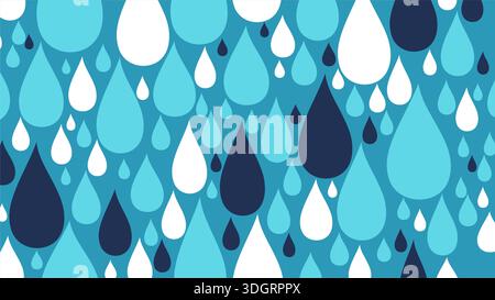Water droplet vector pattern in cyan white and navy. Abstract rain drop background with liquid splashes and blue gradient moisture silhouettes. Stock Vector