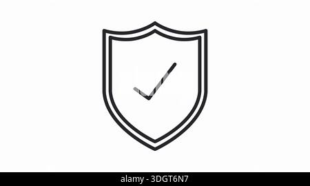 Black and White Shield with Check Mark Icon – Minimal Security and Verification Vector for Ecommerce Stock Vector