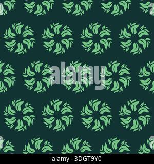 Circle Leaf Seamless Pattern Design Vector Stock Vector
