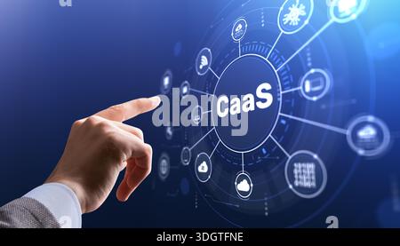 CaaS solutions with automated container orchestration and cloud infrastructure optimization. Stock Photo