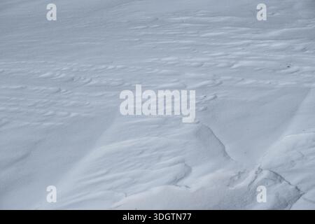 Natural snow surface texture with subtle patterns and soft winter light Stock Photo