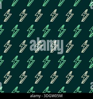 Thunder Bolt Line Seamless Pattern Design Stock Vector
