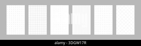 Vintage diary sheet and page template. Printable journal or notepad with classic lined or grid paper design. Printable Vector illustration Stock Vector