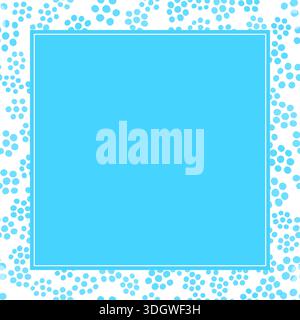 Spotted blue square frame. Minimalist background Stock Vector